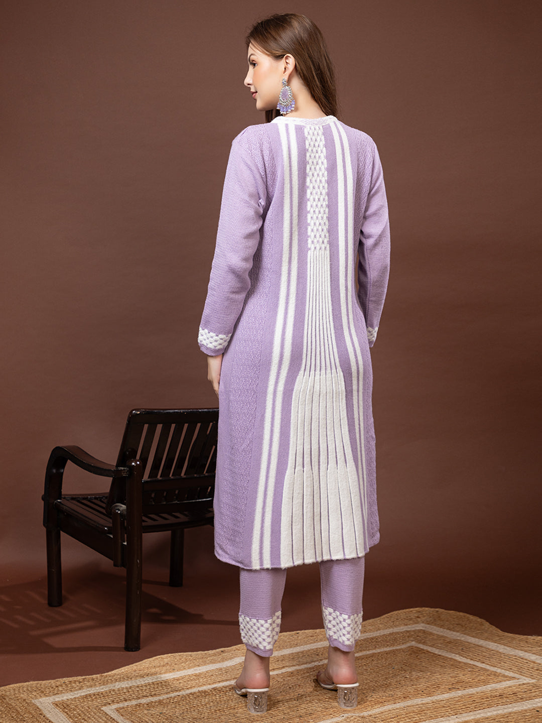 TYSORT Winter Woolen Anarkali Kurta Plazo Set for Womens| Warm Casual Ethnic Wear