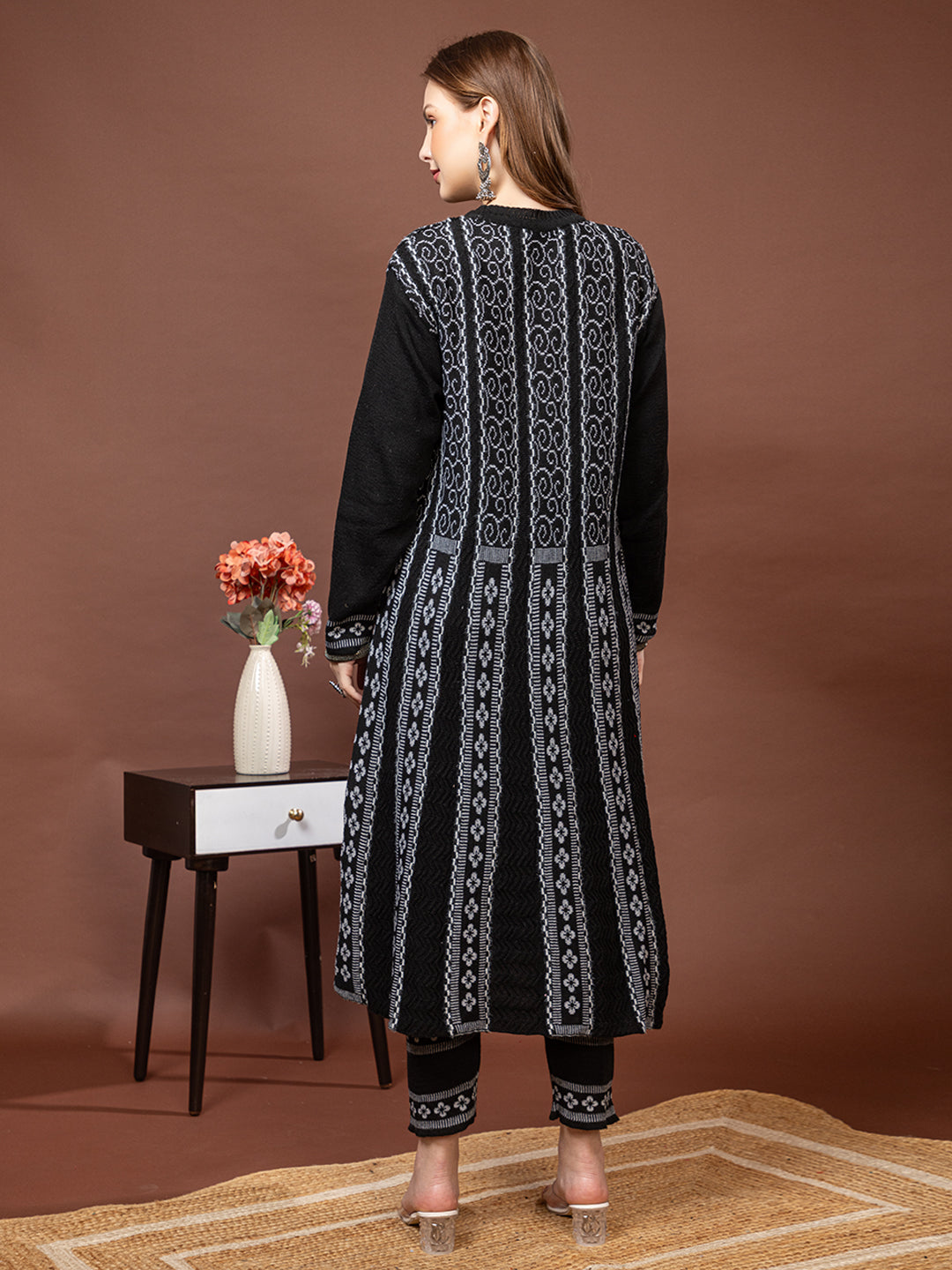TYSORT Women’s Winter Woolen Anarkali Kurta with Palazzo Set| Stylish Warm Ethnic Wear Set for Women