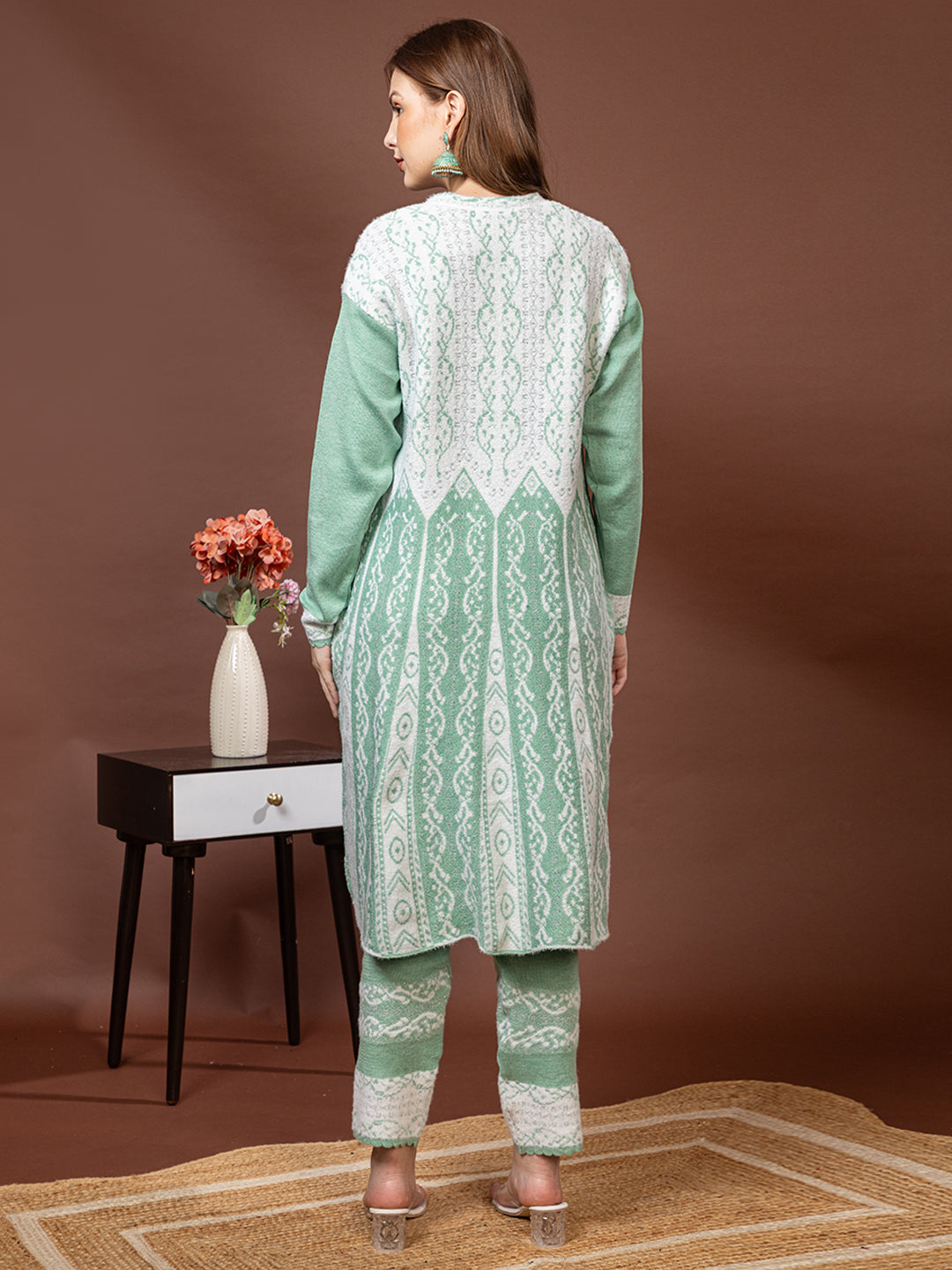 TYSORT Winter Woolen Anarkali Kurta Plazo Set for Womens| Warm Casual Ethnic Wear