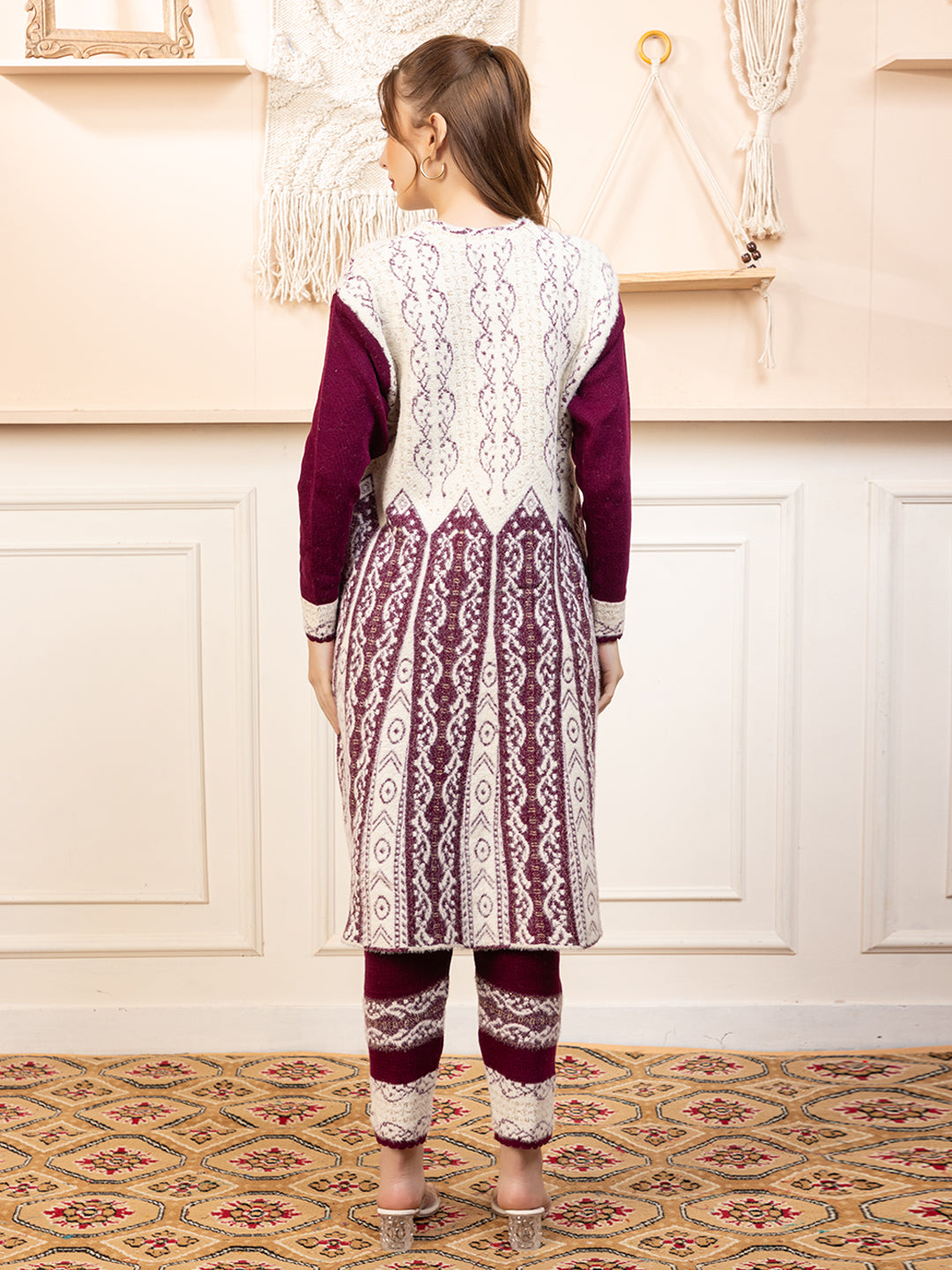 TYSORT Winter Woolen Anarkali Kurta Plazo Set for Womens| Warm Casual Ethnic Wear
