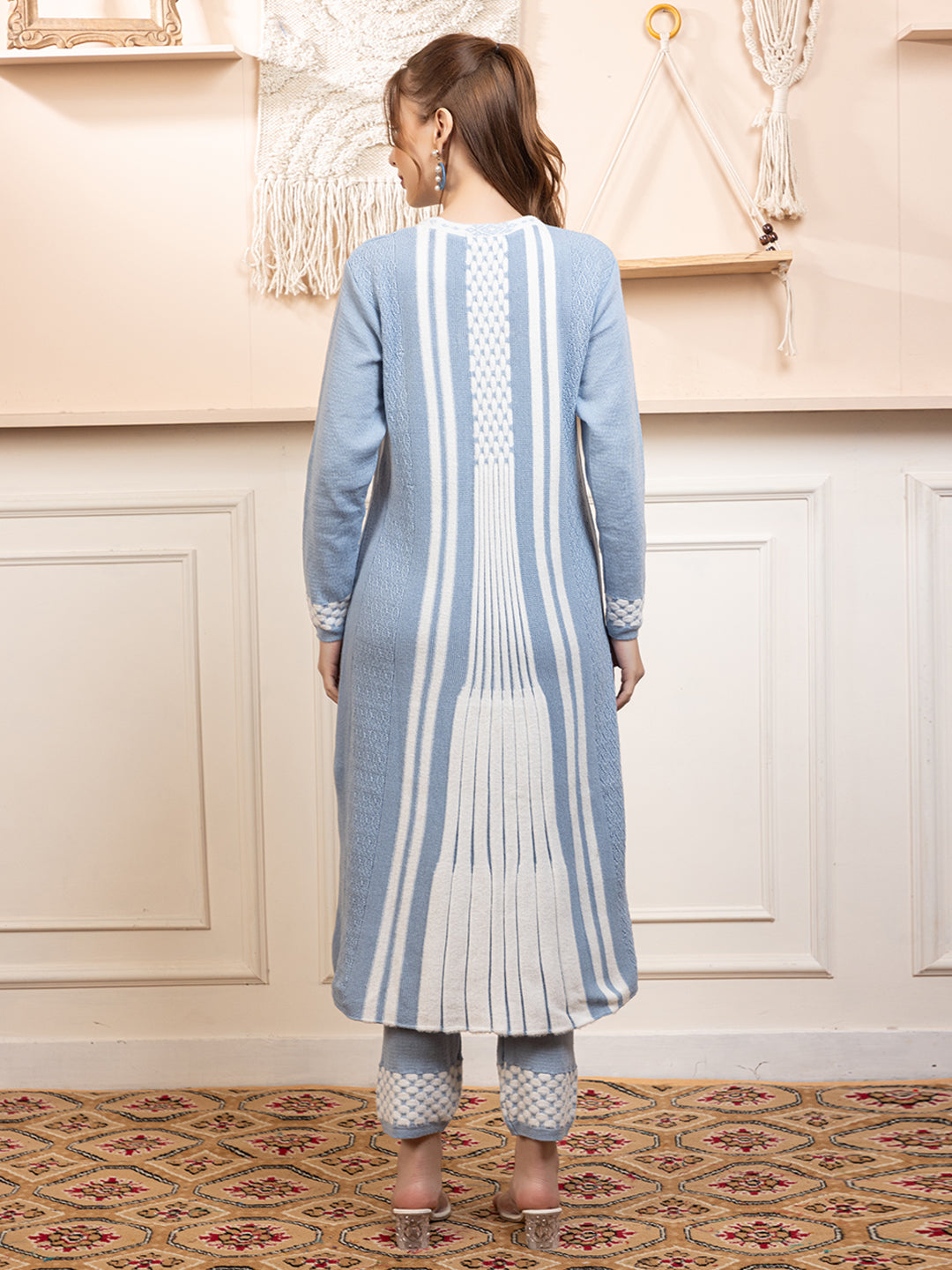 TYSORT Winter Woolen Anarkali Kurta Plazo Set for Womens| Warm Casual Ethnic Wear