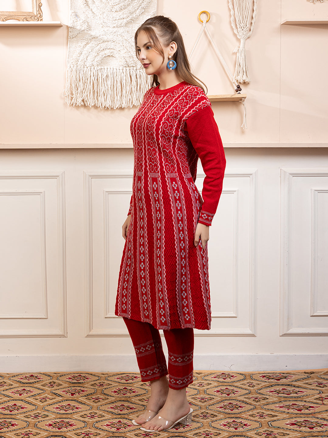 TYSORT Women’s Winter Woolen Anarkali Kurta with Palazzo Set| Stylish Warm Ethnic Wear Set for Women
