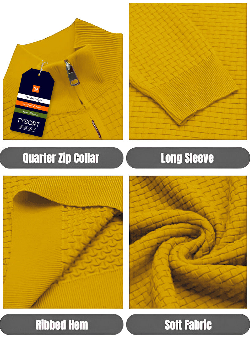 TYSORT Men High Neck Zipper Full Sleeve Waffle Knitted Winter Sweater,Waffle Knit Sweater for Men