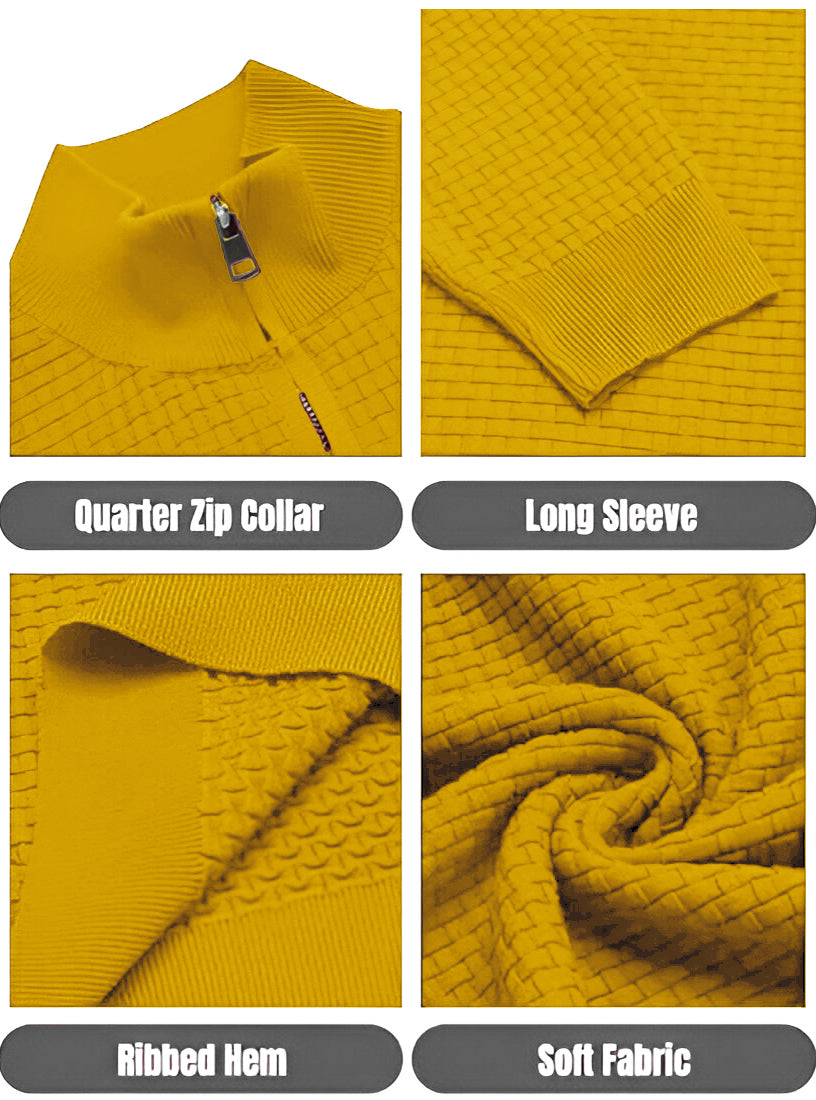 TYSORT Men High Neck Zipper Full Sleeve Waffle Knitted Winter Sweater,Waffle Knit Sweater for Men