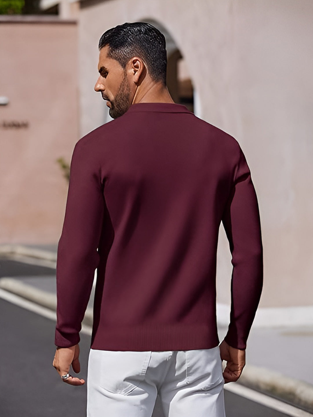 TYSORT Mens Long Sleeve Polo Sweater Knit Polo Casual Heavyweight Thermal Pullover Sweater with Pocket