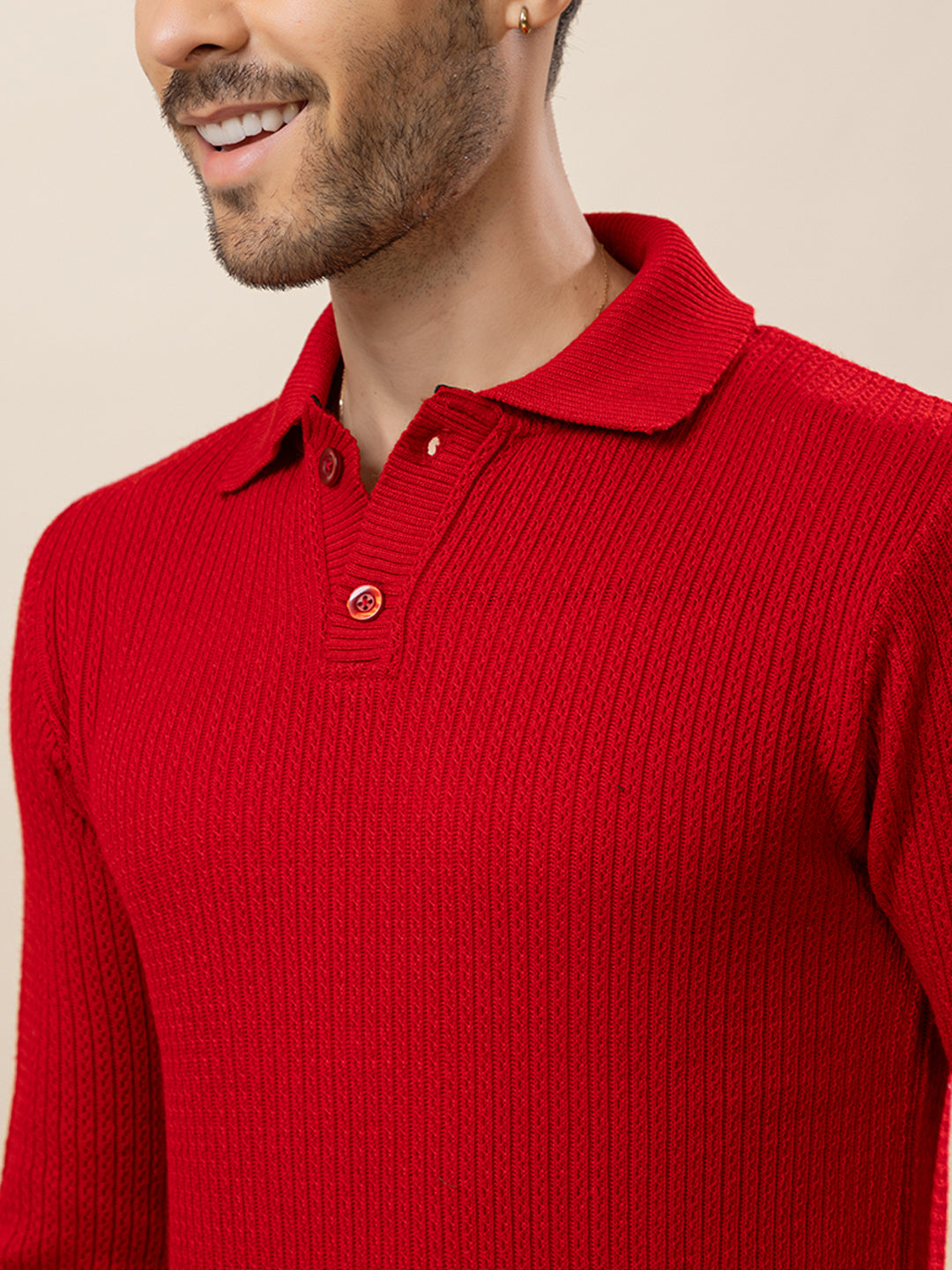 TYSORT Men’s Knitted Polo Sweater Casual Full Sleeve Pullover Sweater with Button Collar.