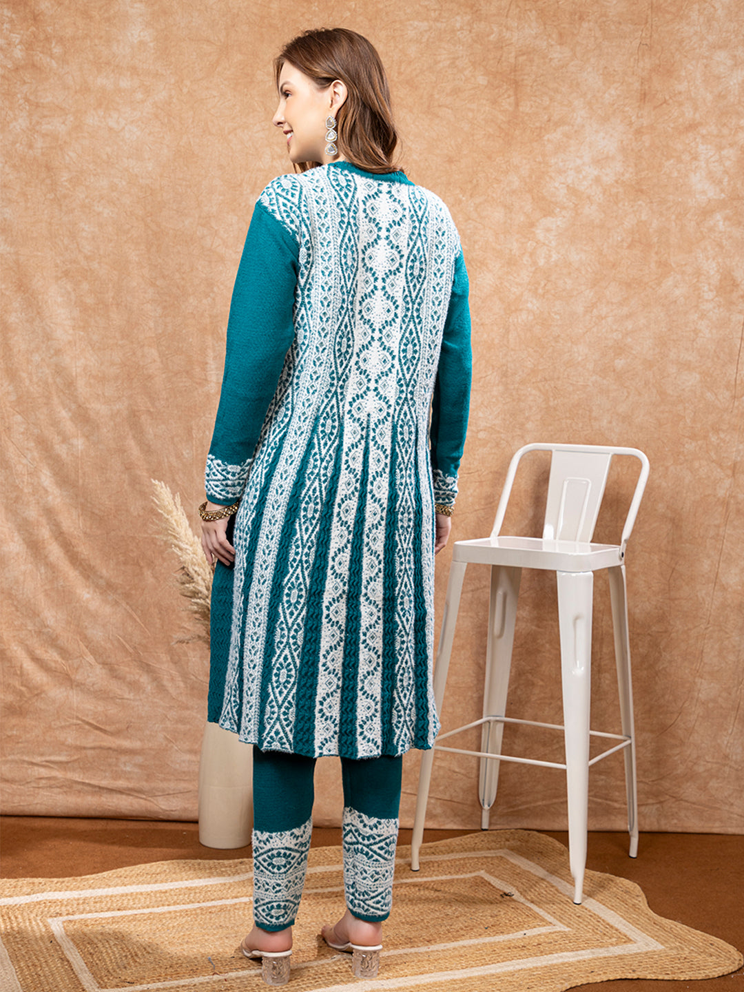 TYSORT Winter Woolen Anarkali Kurta Plazo Set for Womens| Warm Casual Ethnic Wear