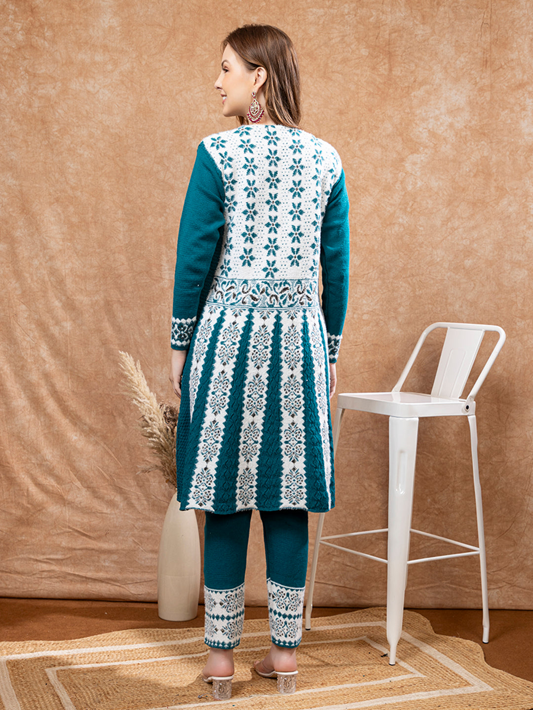 TYSORT Winter Woolen Anarkali Kurta Plazo Set for Womens| Warm Casual Ethnic Wear