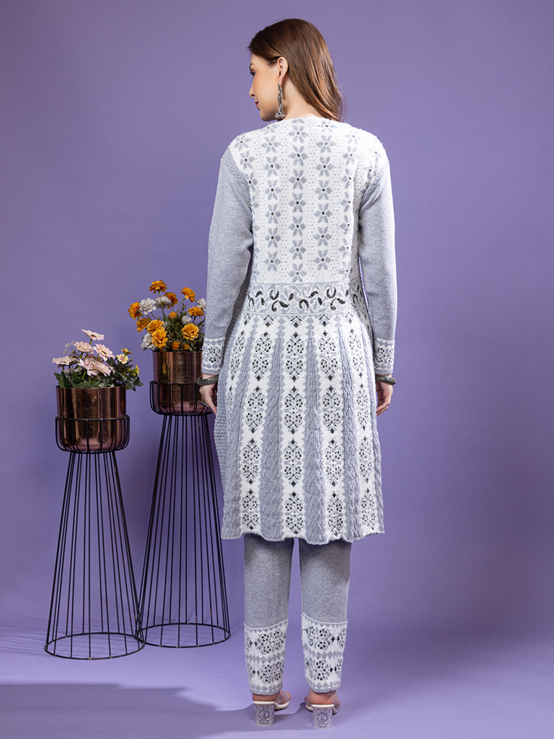 TYSORT Winter Woolen Anarkali Kurta Plazo Set for Womens| Warm Casual Ethnic Wear