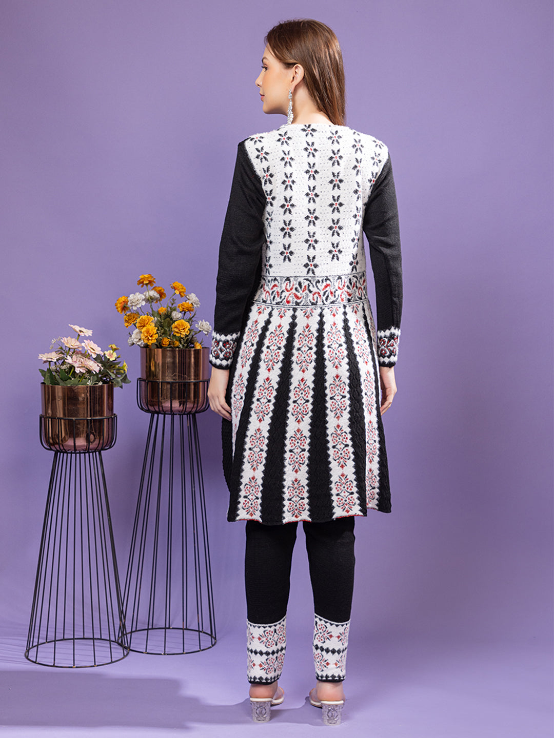 TYSORT Winter Woolen Anarkali Kurta Plazo Set for Womens| Warm Casual Ethnic Wear