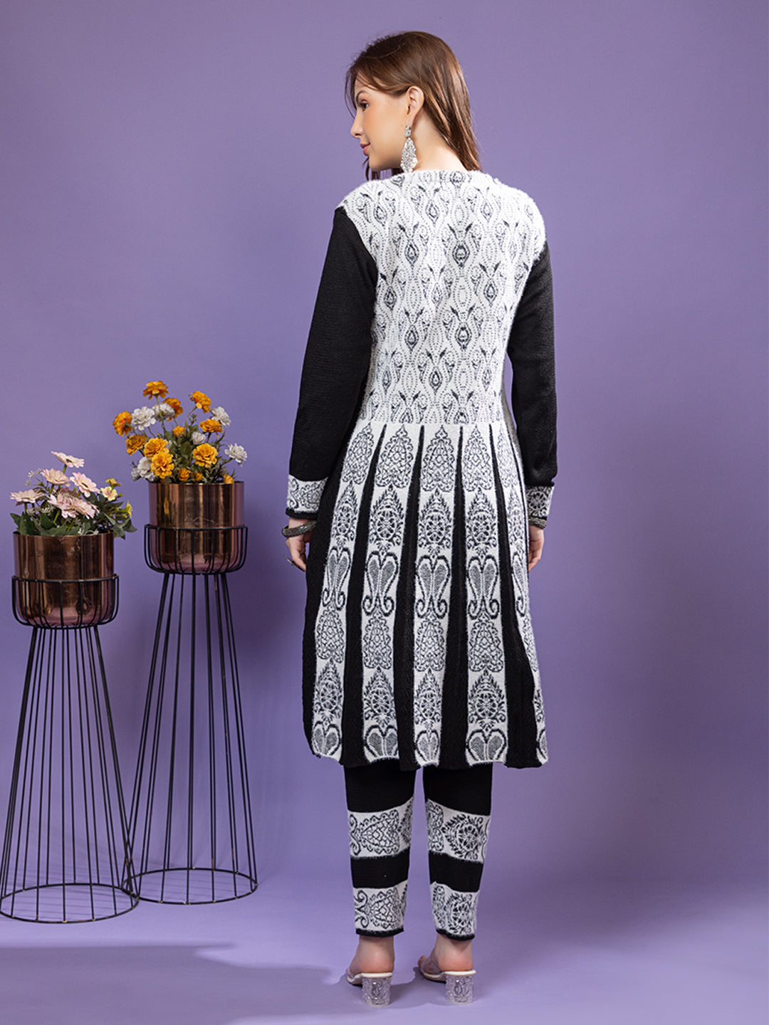 TYSORT Winter Woolen Anarkali Kurta Plazo Set for Womens| Warm Casual Ethnic Wear