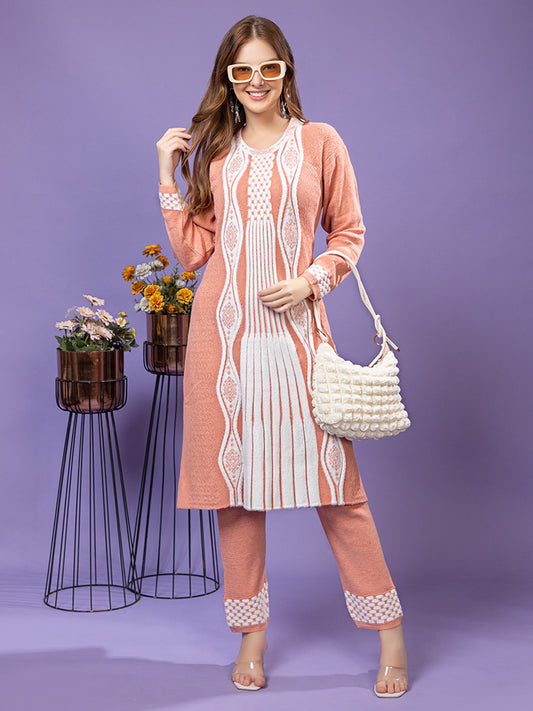 TYSORT Winter Woolen Anarkali Kurta Plazo Set for Womens| Warm Casual Ethnic Wear