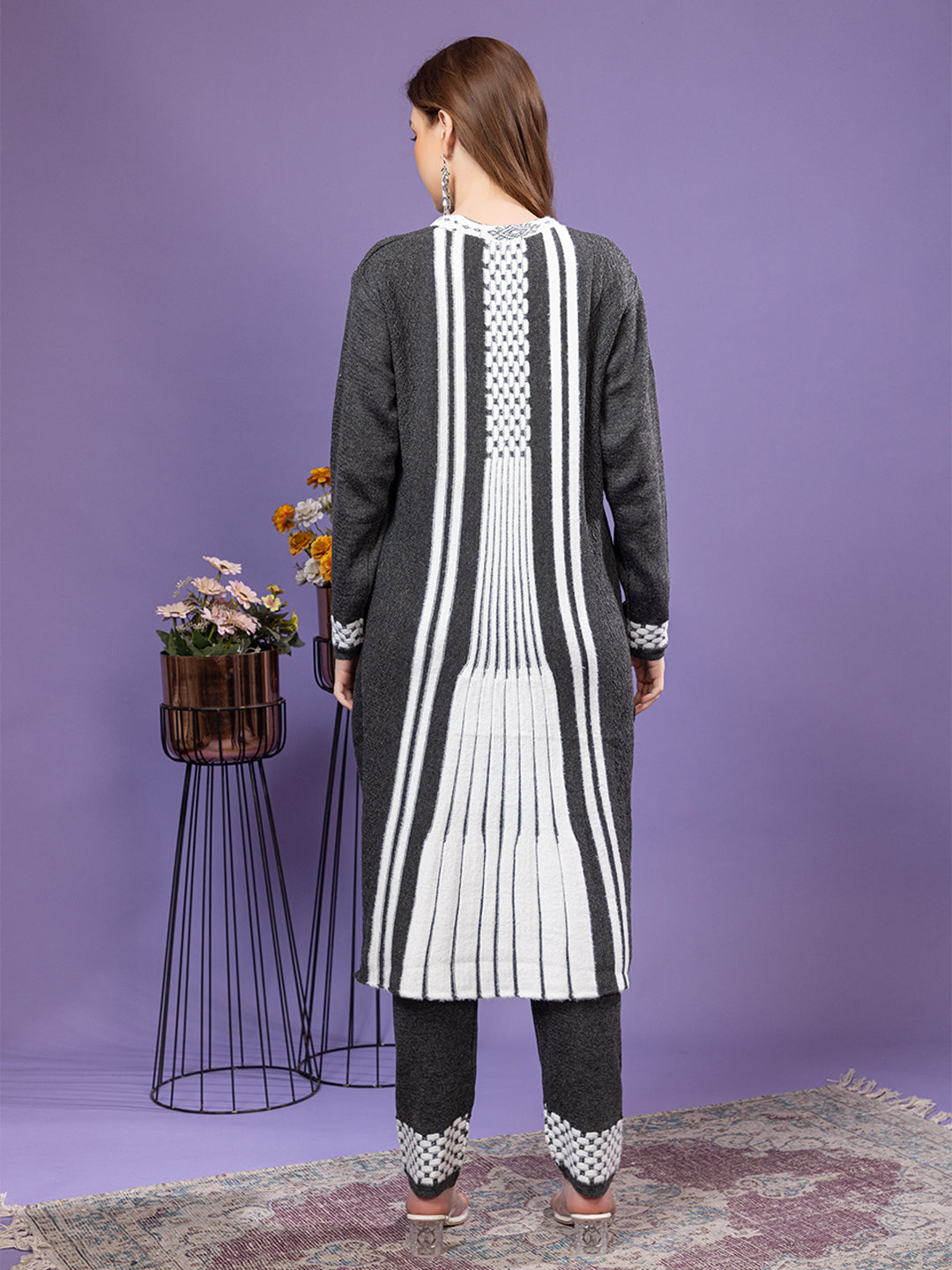 TYSORT Winter Woolen Anarkali Kurta Plazo Set for Womens| Warm Casual Ethnic Wear