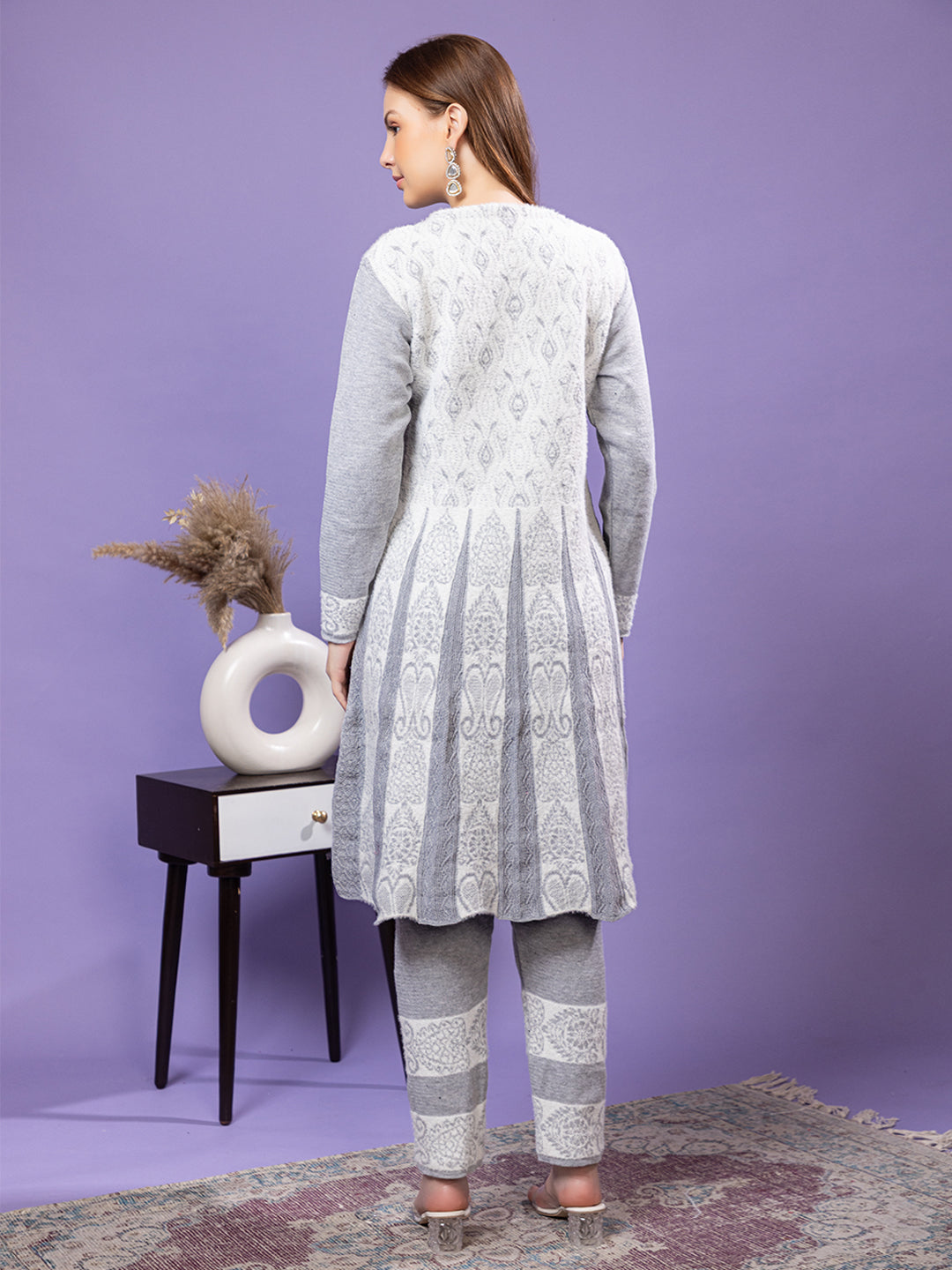 TYSORT Winter Woolen Anarkali Kurta Plazo Set for Womens| Warm Casual Ethnic Wear