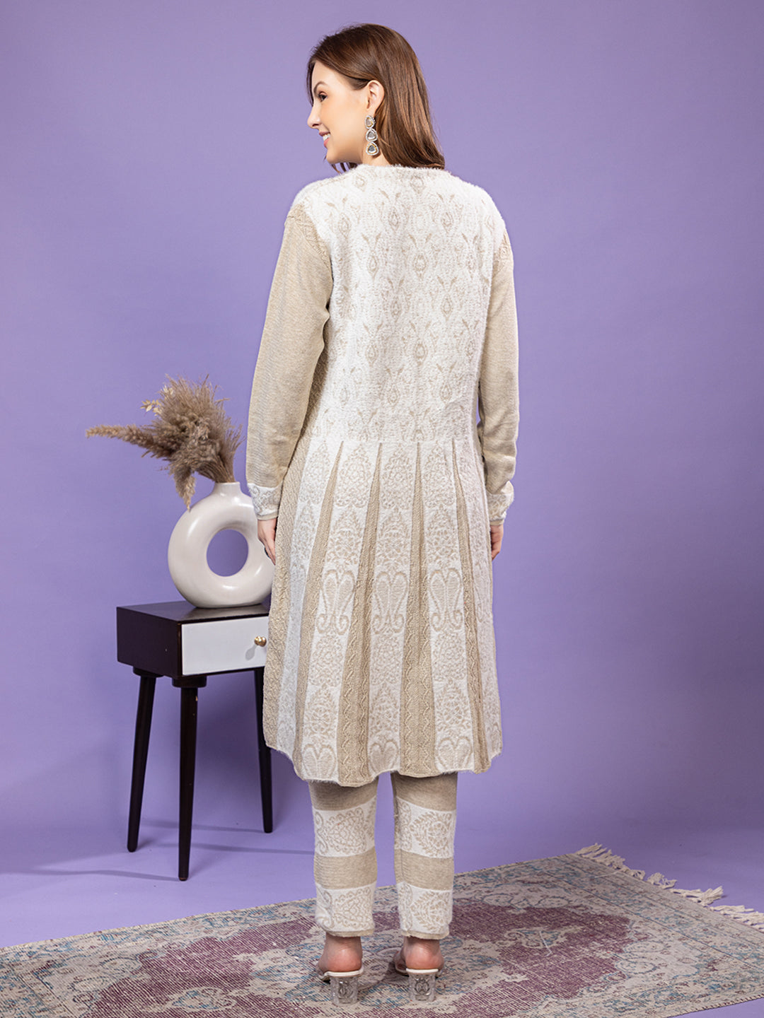 TYSORT Winter Woolen Anarkali Kurta Plazo Set for Womens| Warm Casual Ethnic Wear