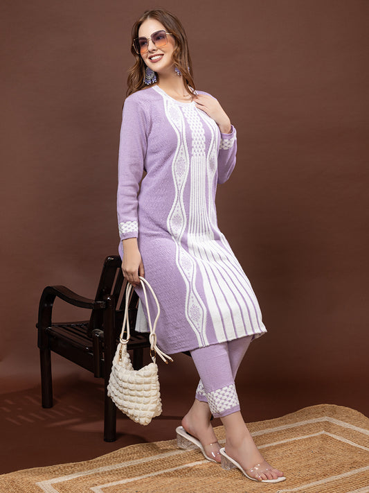 TYSORT Winter Woolen Anarkali Kurta Plazo Set for Womens| Warm Casual Ethnic Wear