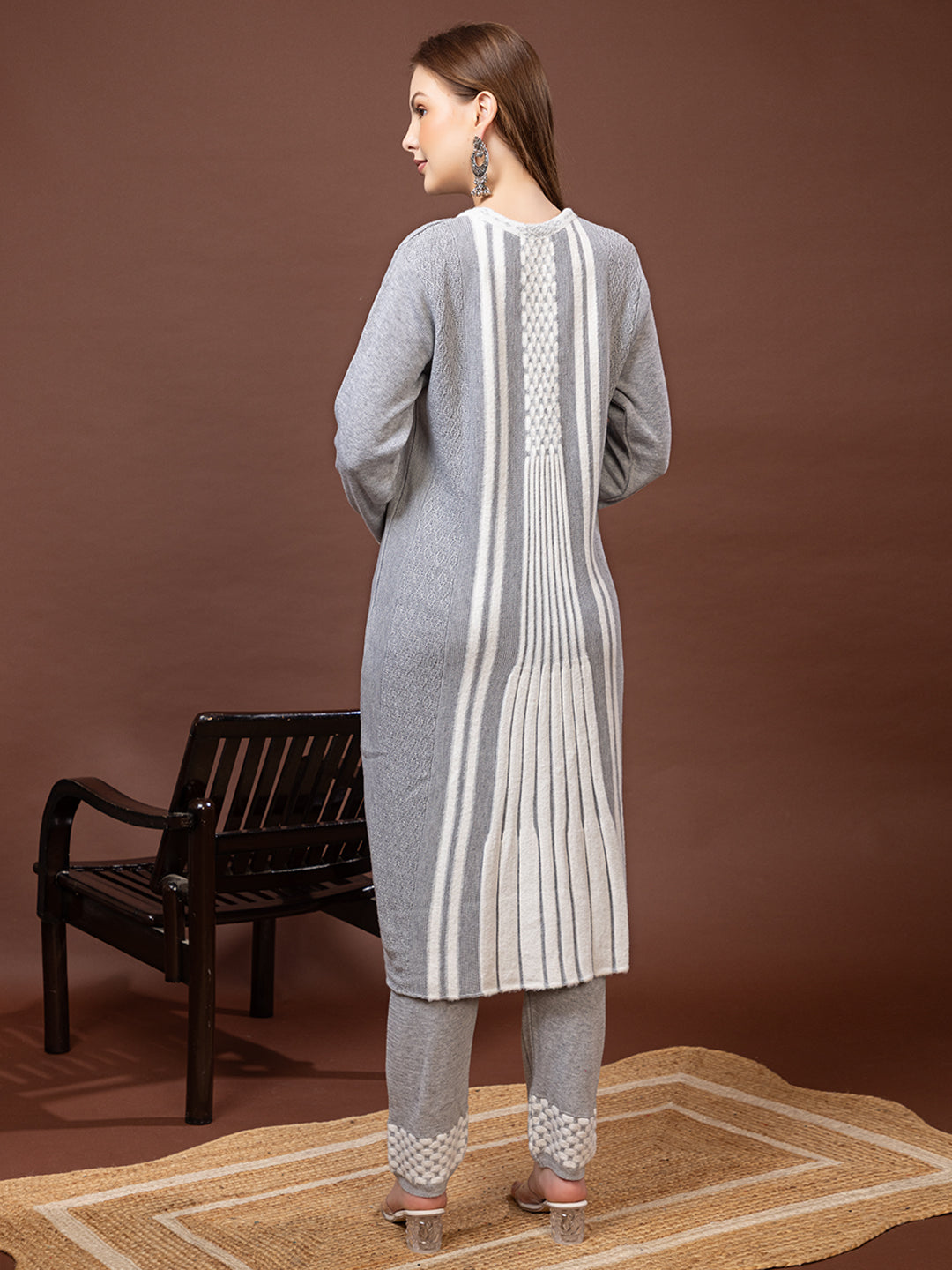 TYSORT Winter Woolen Anarkali Kurta Plazo Set for Womens| Warm Casual Ethnic Wear