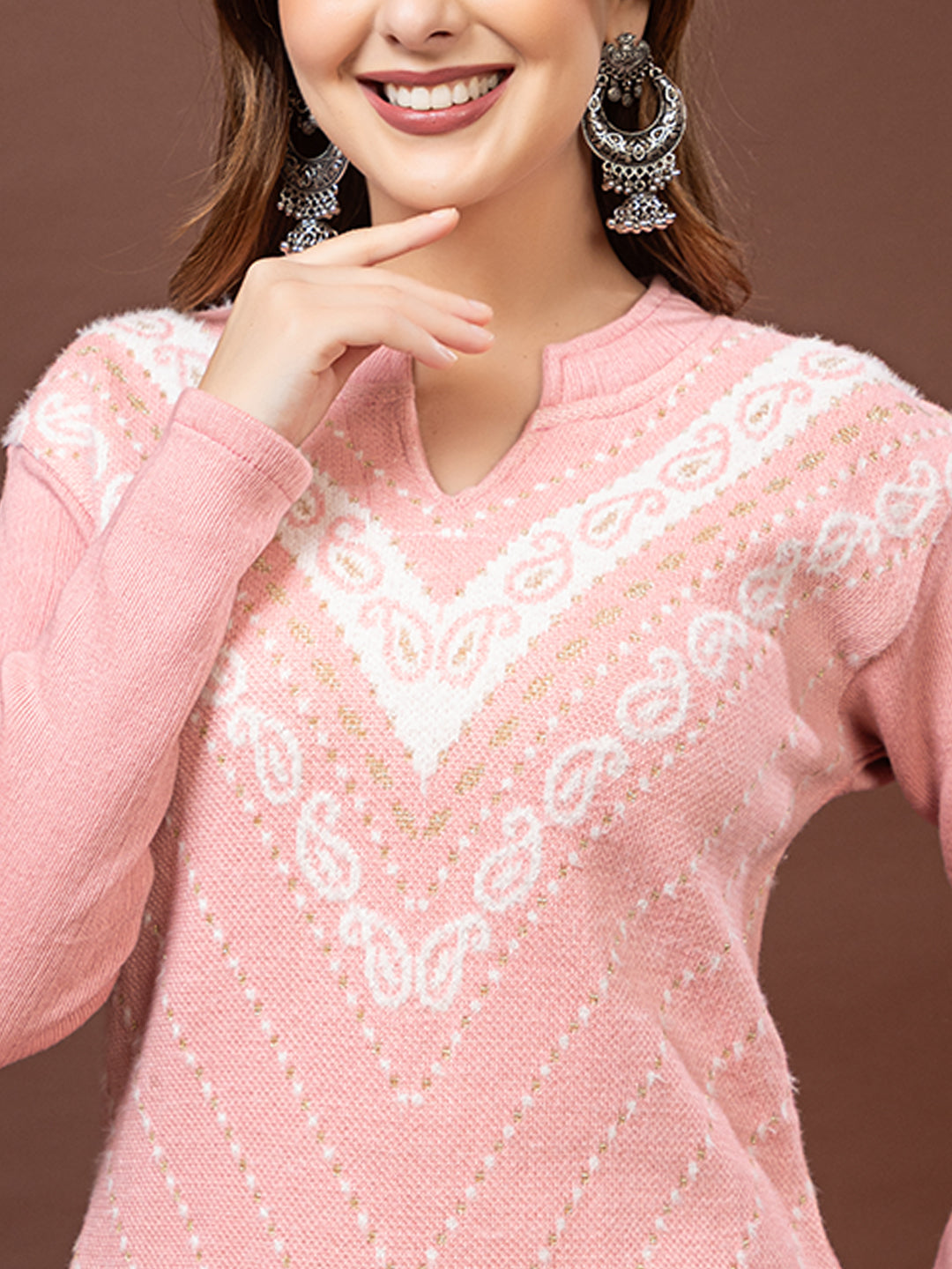 TYSORT Winter Woolen Anarkali Kurta Palazzo and Stole Set for Women