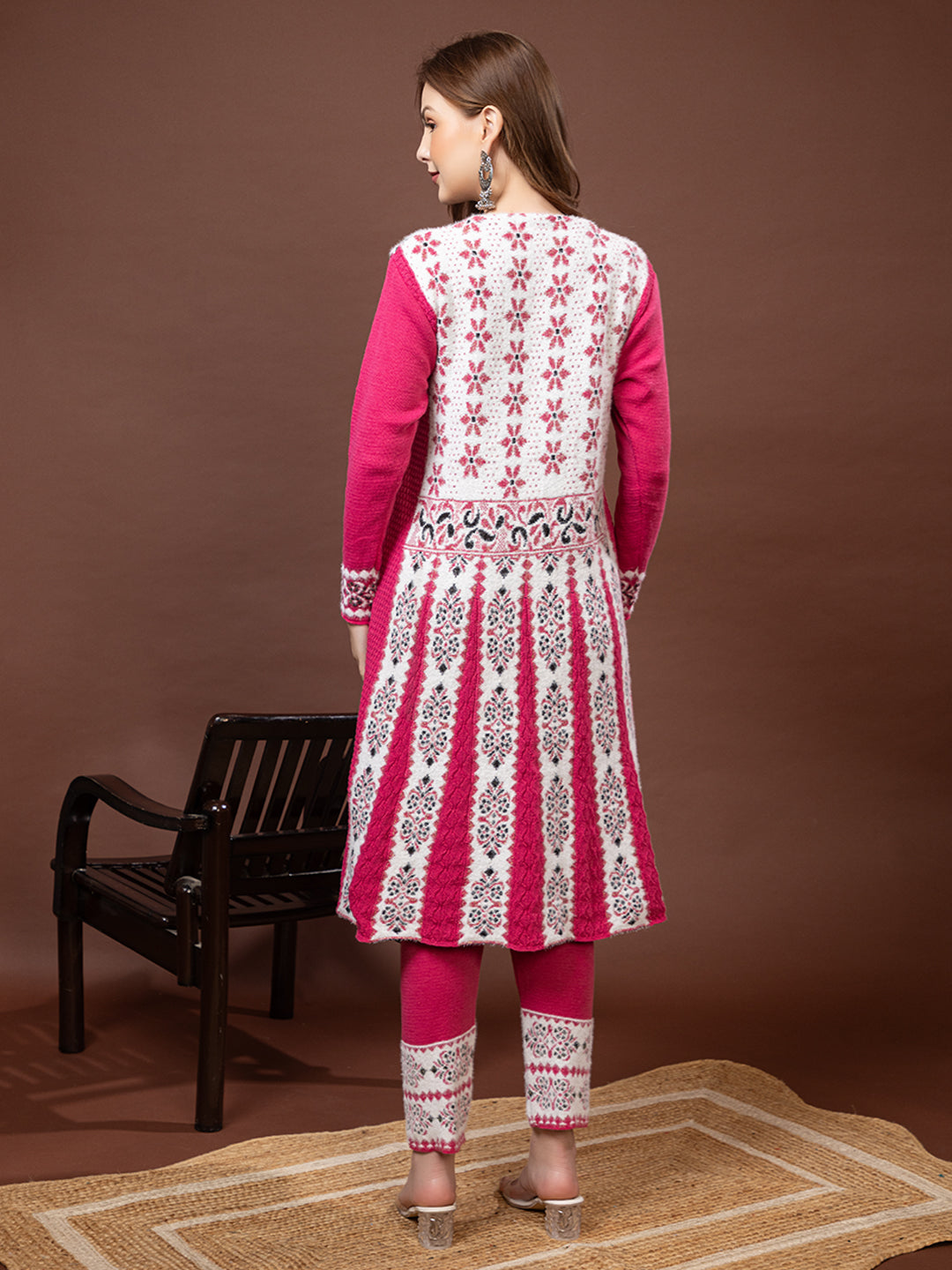 TYSORT Winter Woolen Anarkali Kurta Plazo Set for Womens| Warm Casual Ethnic Wear