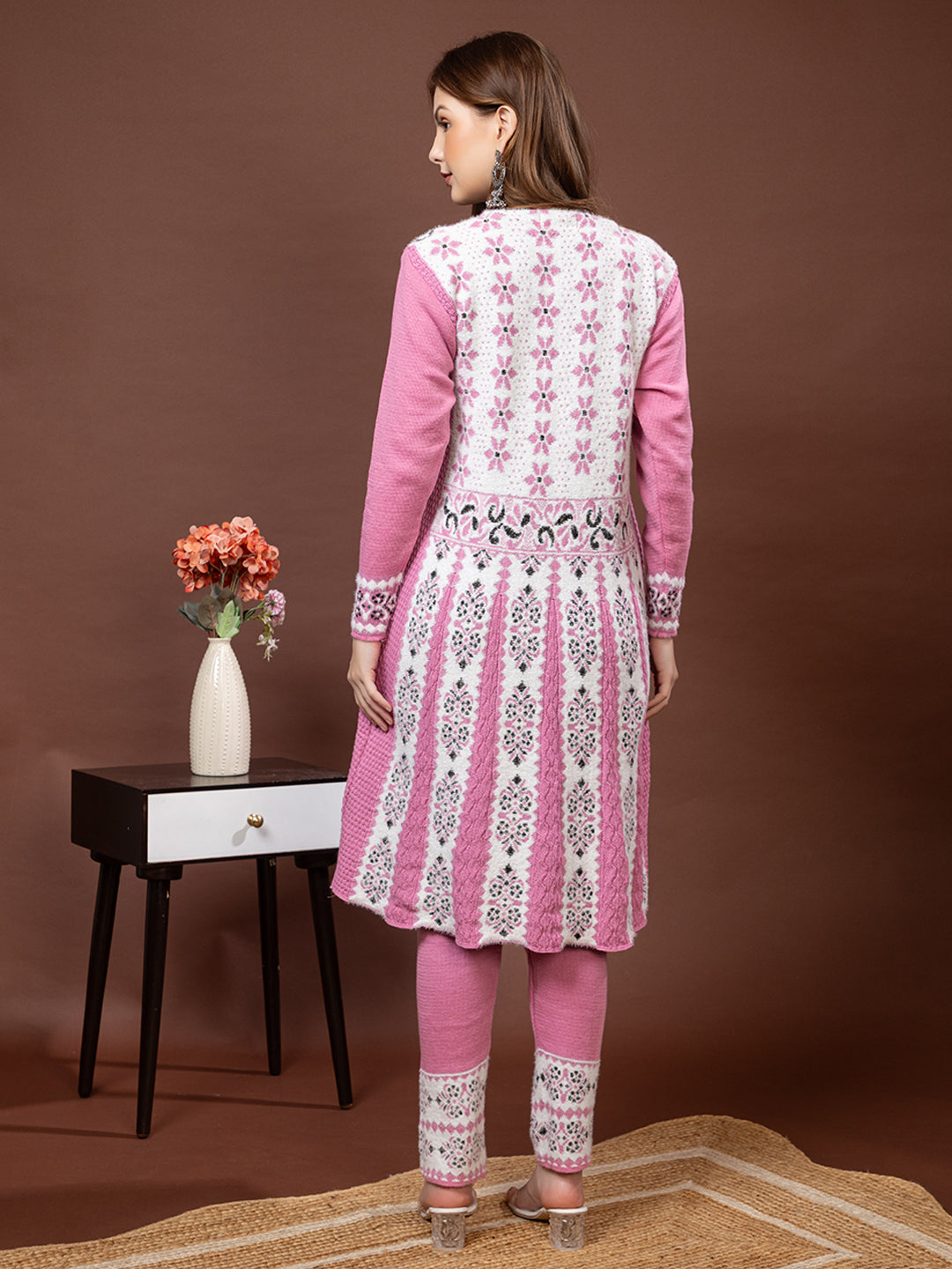 TYSORT Winter Woolen Anarkali Kurta Plazo Set for Womens| Warm Casual Ethnic Wear