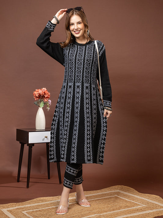 TYSORT Women’s Winter Woolen Anarkali Kurta with Palazzo Set| Stylish Warm Ethnic Wear Set for Women