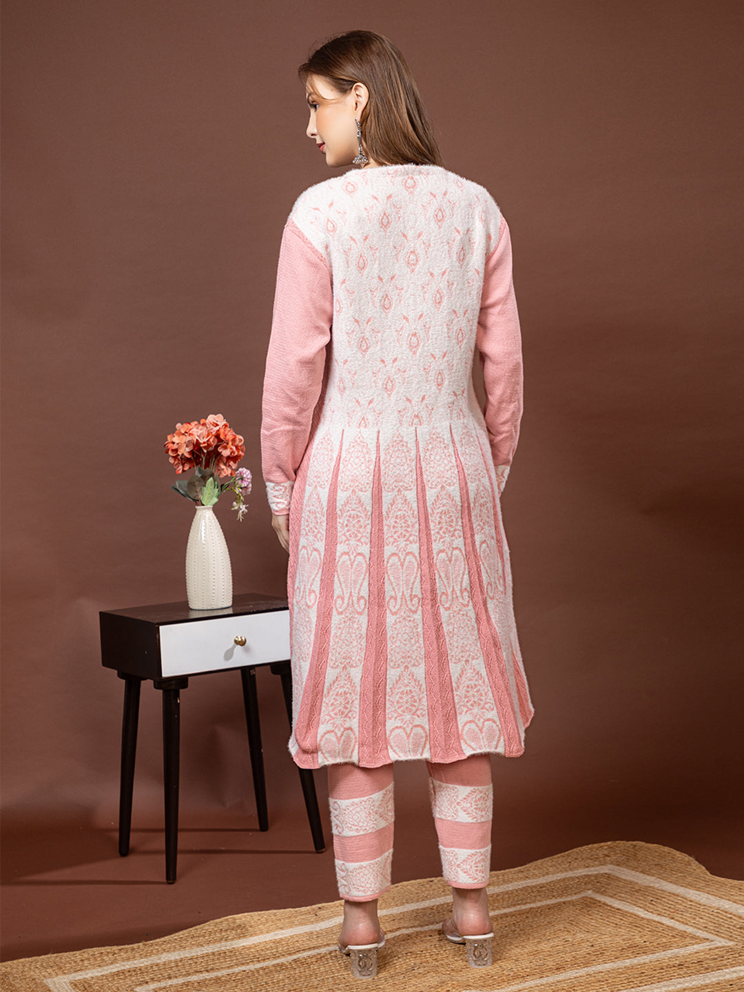 TYSORT Winter Woolen Anarkali Kurta Plazo Set for Womens| Warm Casual Ethnic Wear
