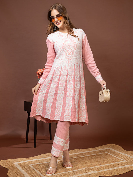 TYSORT Winter Woolen Anarkali Kurta Plazo Set for Womens| Warm Casual Ethnic Wear