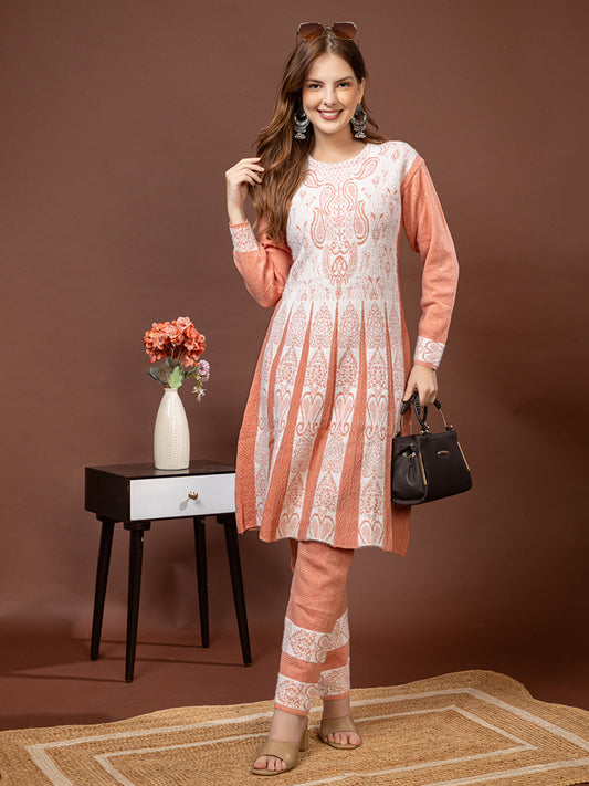 TYSORT Winter Woolen Anarkali Kurta Plazo Set for Womens| Warm Casual Ethnic Wear