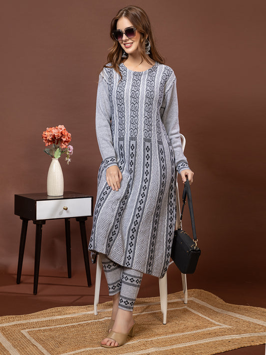TYSORT Women’s Winter Woolen Anarkali Kurta with Palazzo Set| Stylish Warm Ethnic Wear Set for Women