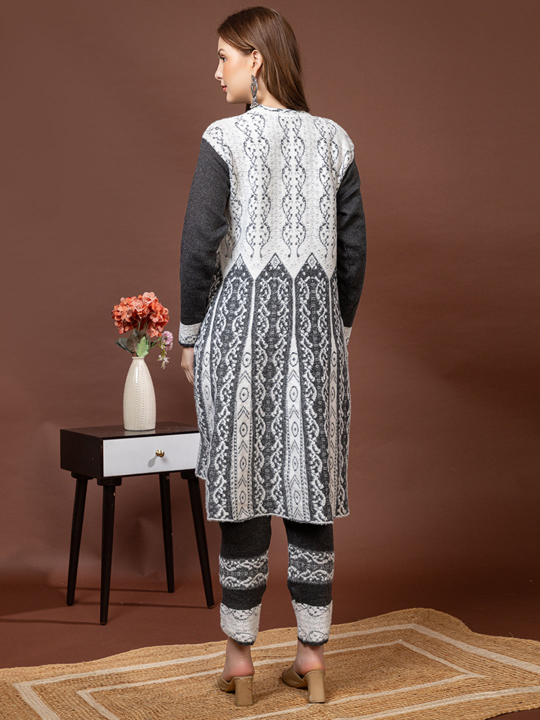 TYSORT Winter Woolen Anarkali Kurta Plazo Set for Womens| Warm Casual Ethnic Wear