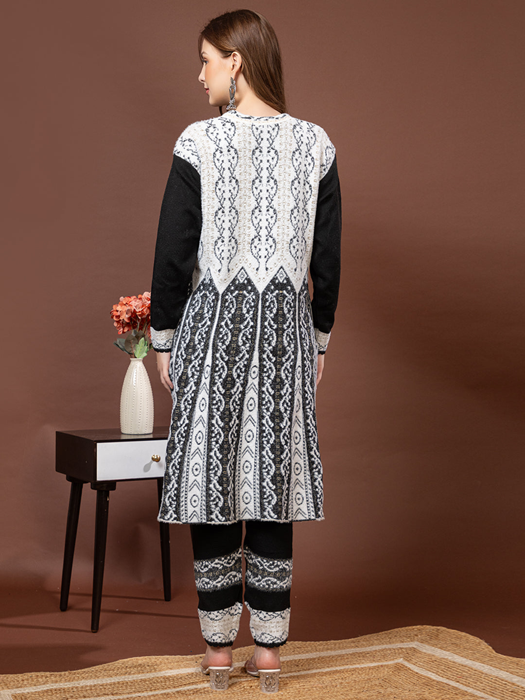 TYSORT Winter Woolen Anarkali Kurta Plazo Set for Womens| Warm Casual Ethnic Wear