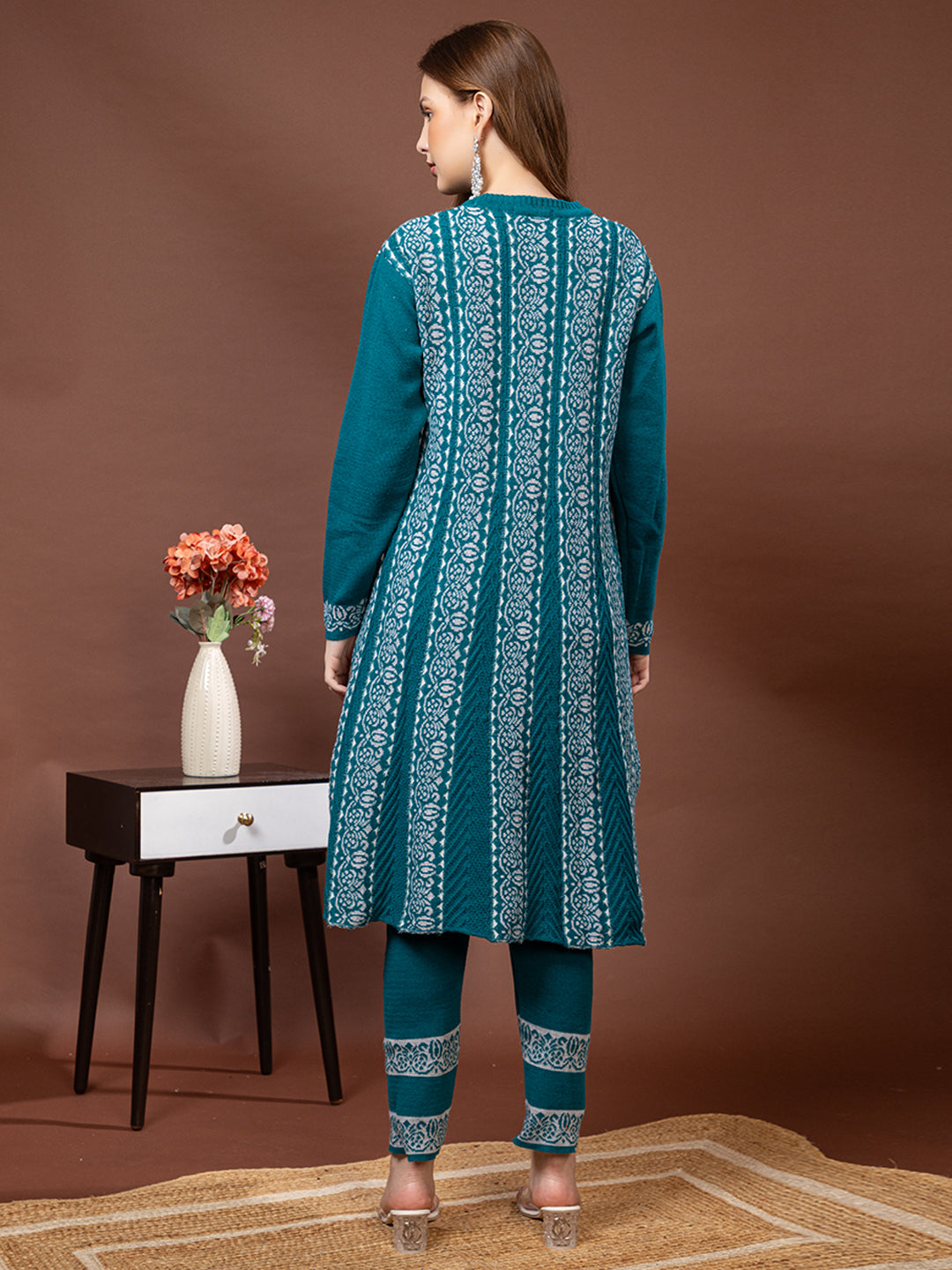 TYSORT Women’s Winter Woolen Anarkali Kurta with Palazzo Set| Stylish Warm Ethnic Wear Set for Women