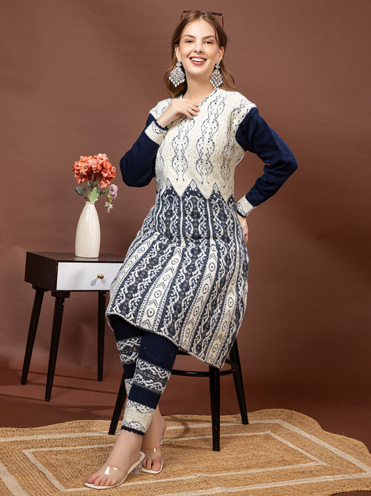TYSORT Winter Woolen Anarkali Kurta Plazo Set for Womens| Warm Casual Ethnic Wear