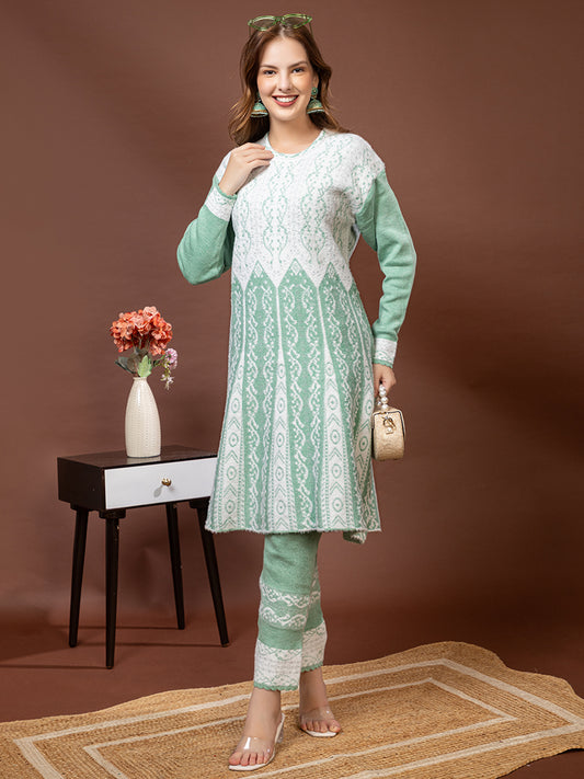 TYSORT Winter Woolen Anarkali Kurta Plazo Set for Womens| Warm Casual Ethnic Wear