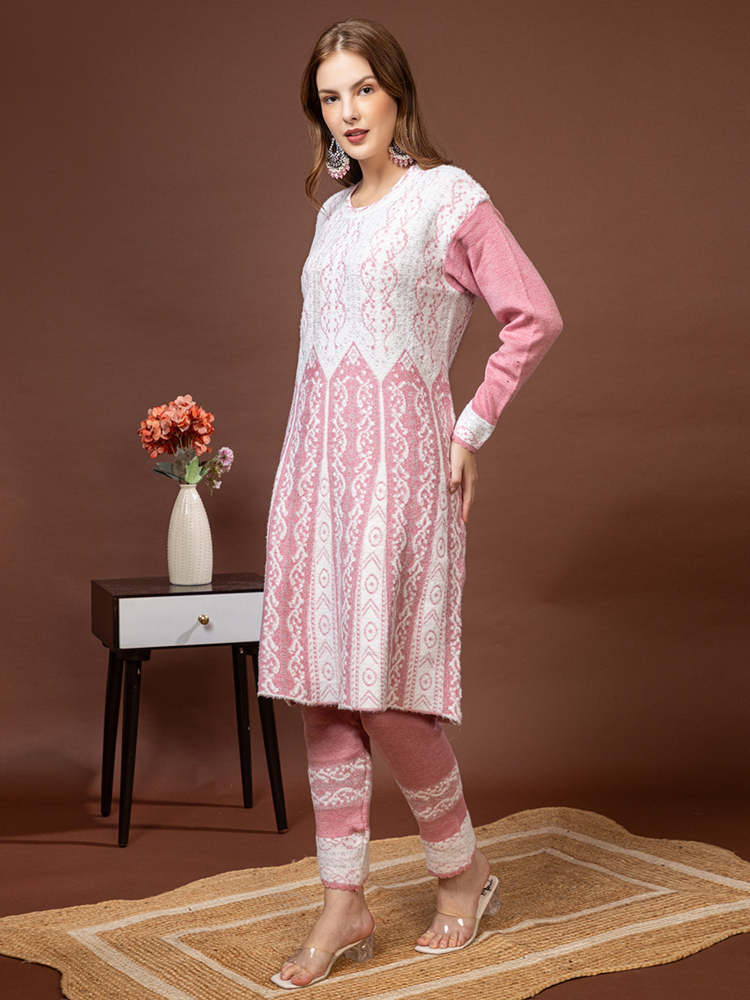 TYSORT Winter Woolen Anarkali Kurta Plazo Set for Womens| Warm Casual Ethnic Wear