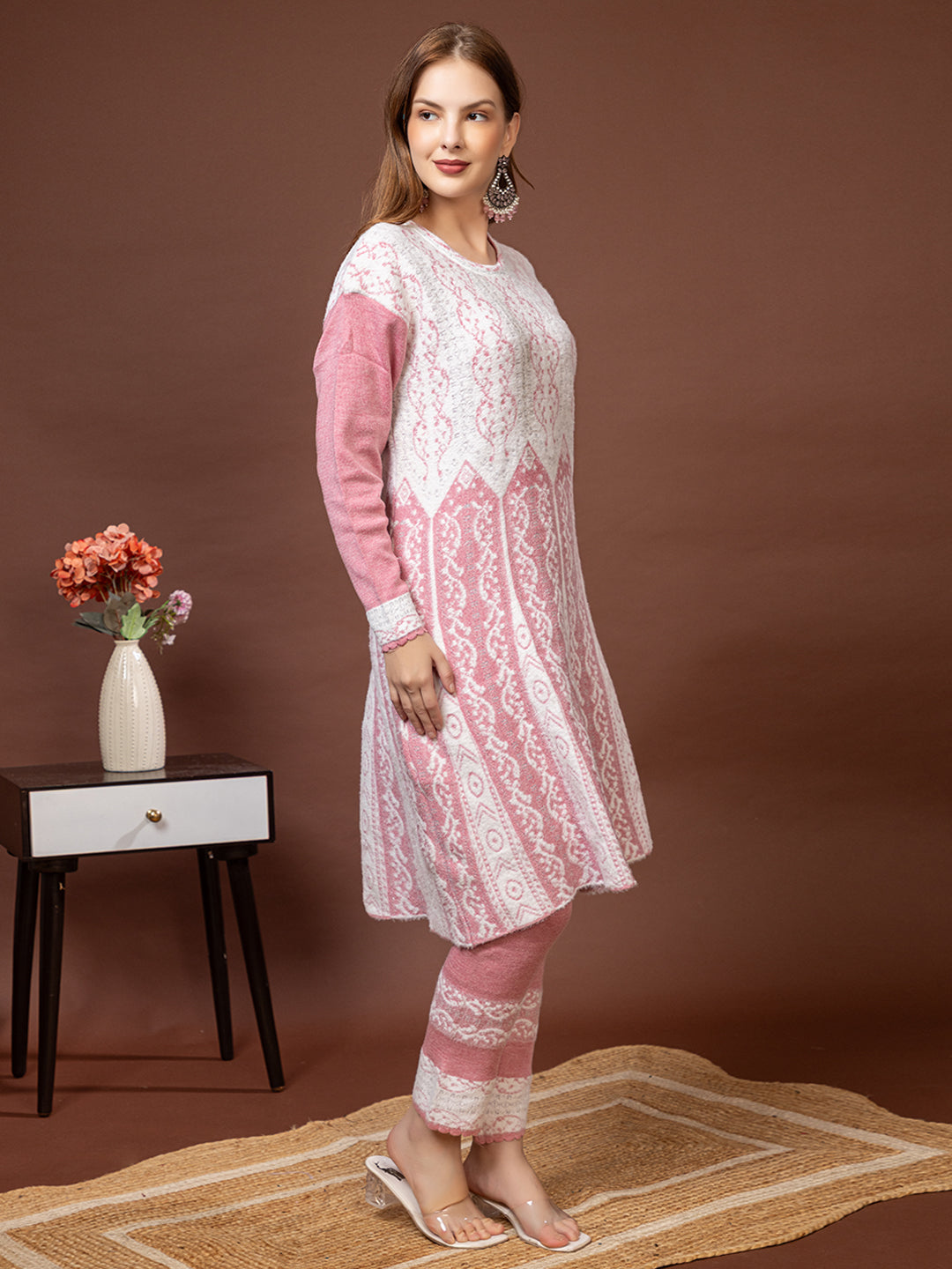 TYSORT Winter Woolen Anarkali Kurta Plazo Set for Womens| Warm Casual Ethnic Wear