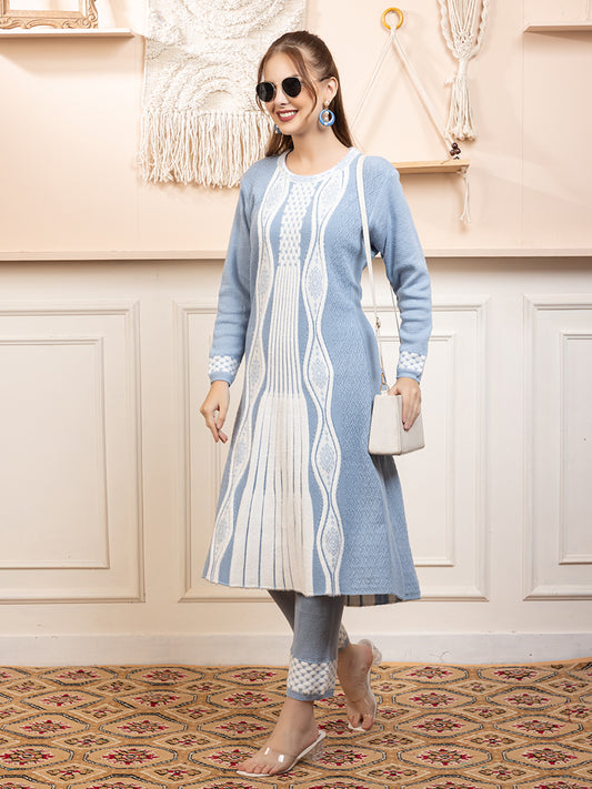 TYSORT Winter Woolen Anarkali Kurta Plazo Set for Womens| Warm Casual Ethnic Wear