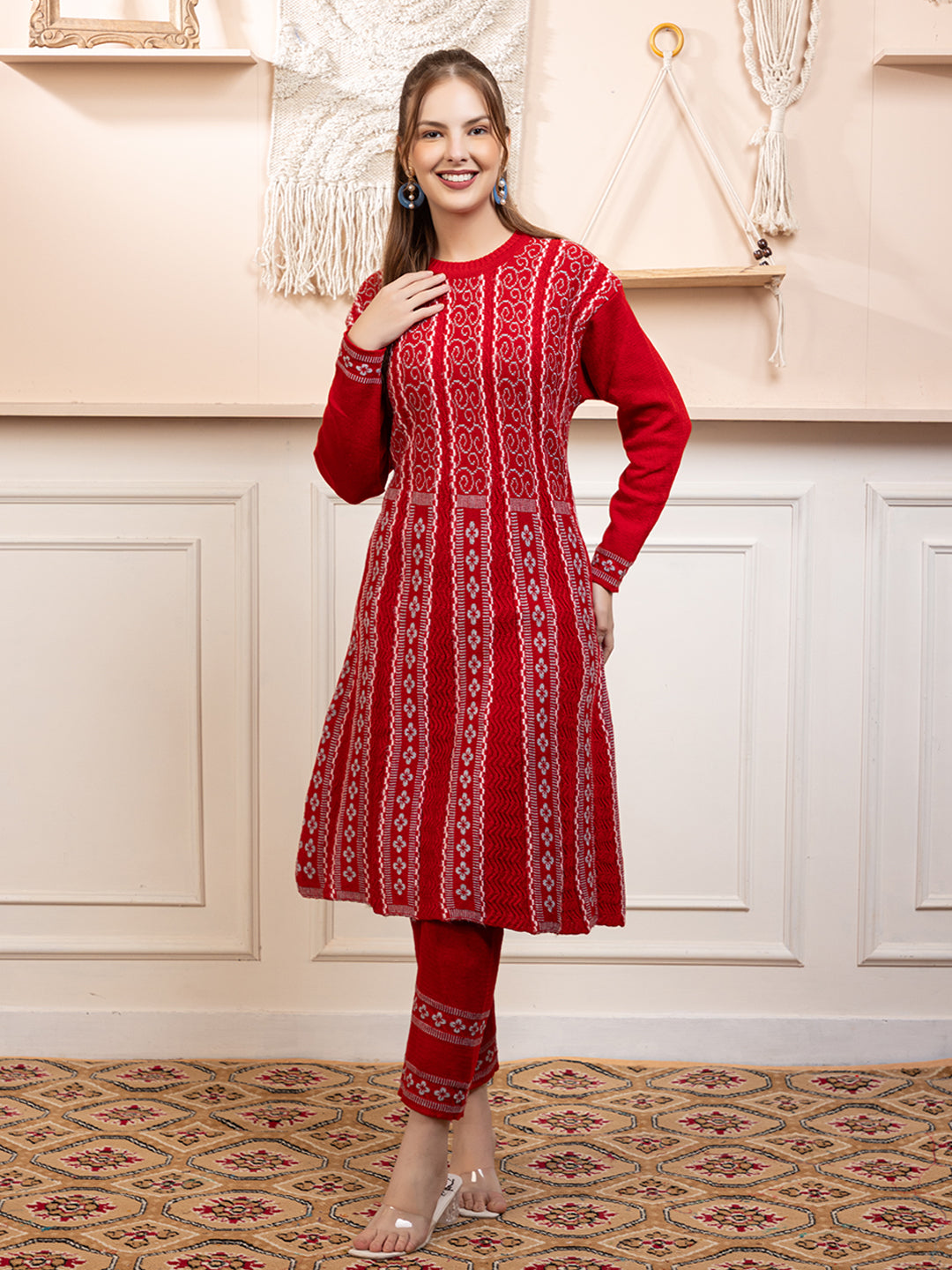 TYSORT Women’s Winter Woolen Anarkali Kurta with Palazzo Set| Stylish Warm Ethnic Wear Set for Women