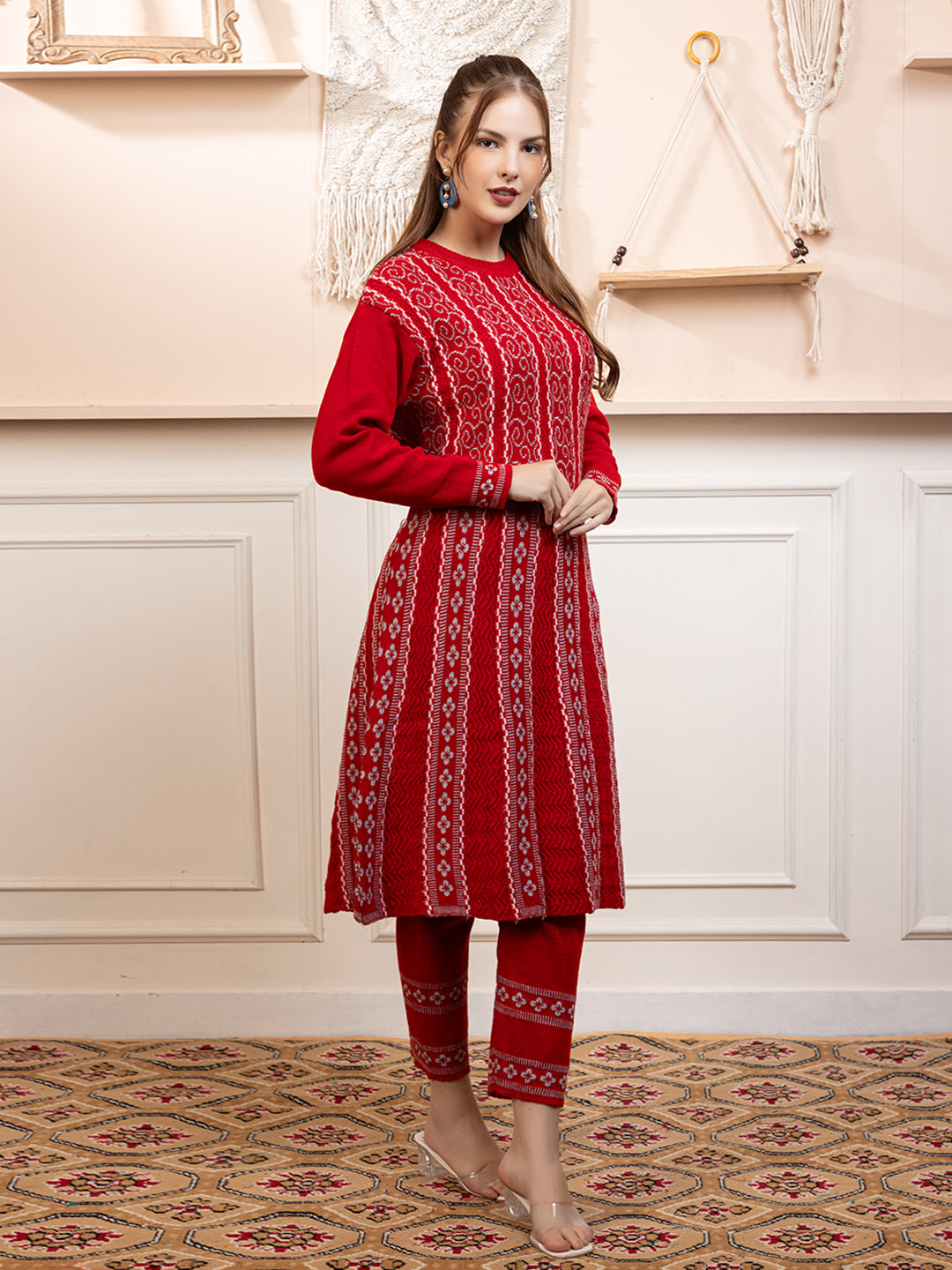 TYSORT Women’s Winter Woolen Anarkali Kurta with Palazzo Set| Stylish Warm Ethnic Wear Set for Women