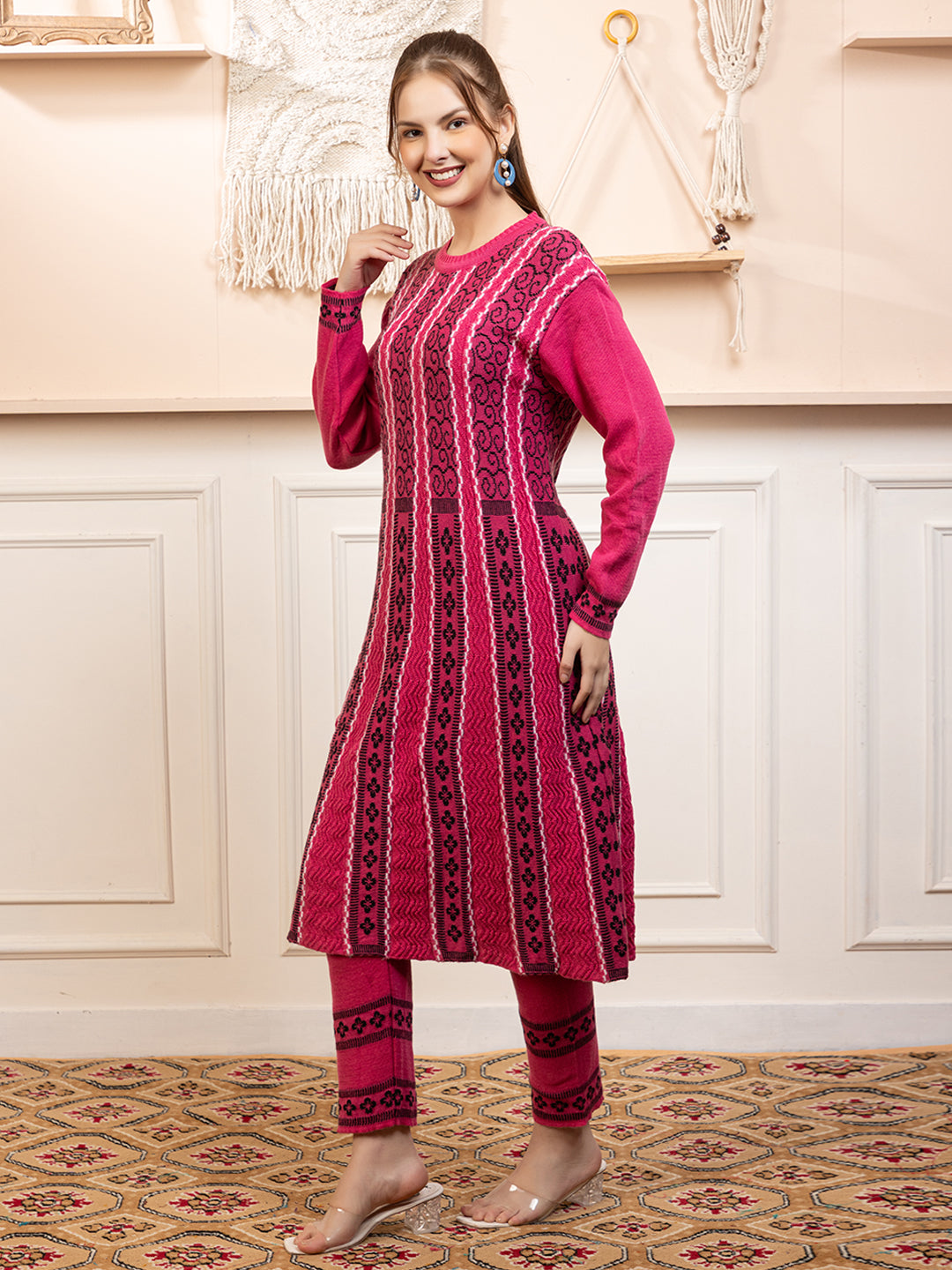 TYSORT Women’s Winter Woolen Anarkali Kurta with Palazzo Set| Stylish Warm Ethnic Wear Set for Women