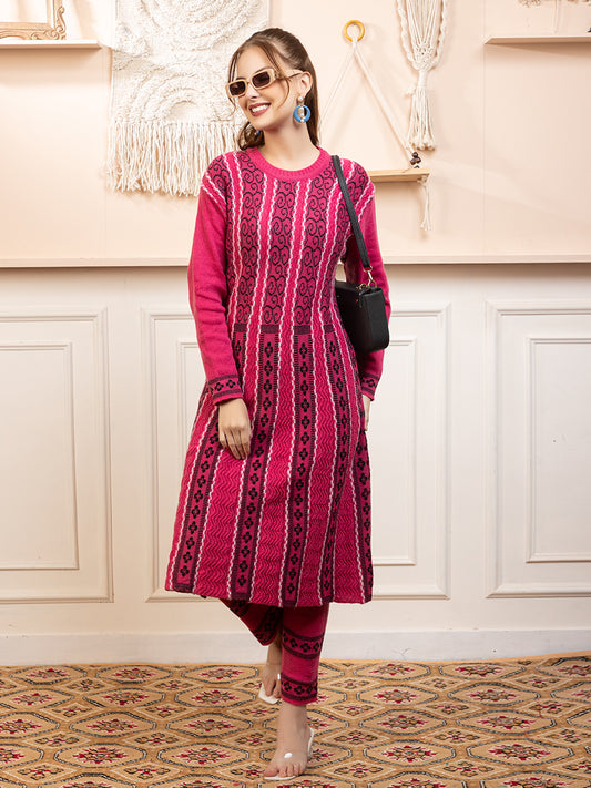 TYSORT Women’s Winter Woolen Anarkali Kurta with Palazzo Set| Stylish Warm Ethnic Wear Set for Women