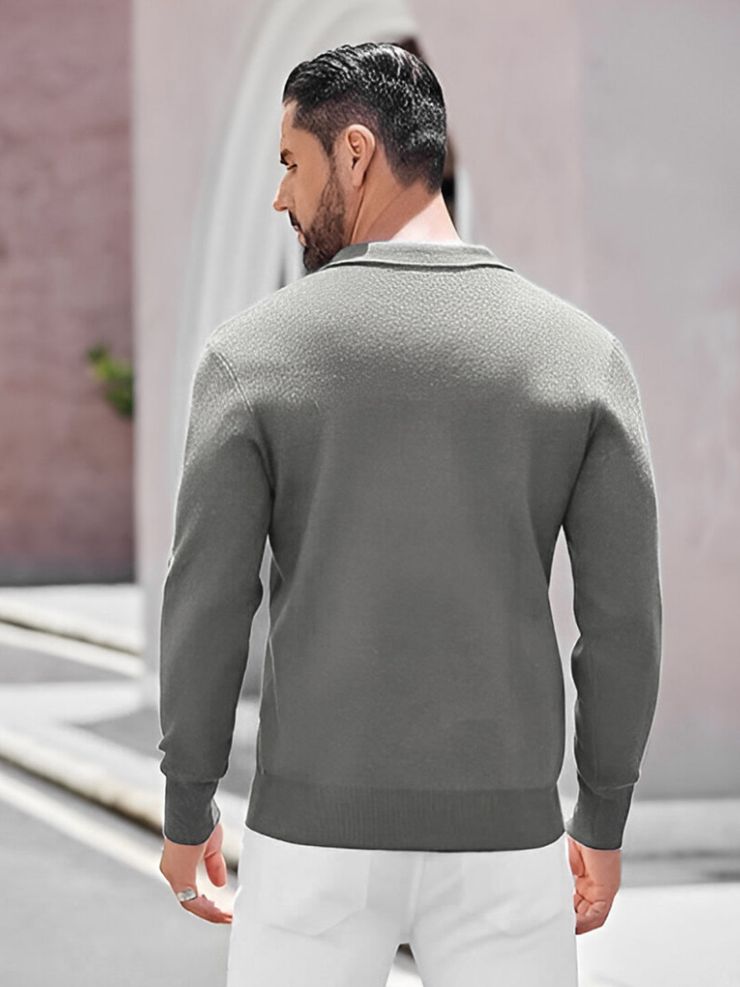 TYSORT Mens Long Sleeve Polo Sweater Knit Polo Casual Heavyweight Thermal Pullover Sweater with Pocket